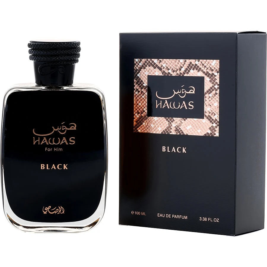 Rasasi Men's 3.4 Ounce Hawas Black Eau de Parfum-Inscentives Perfume