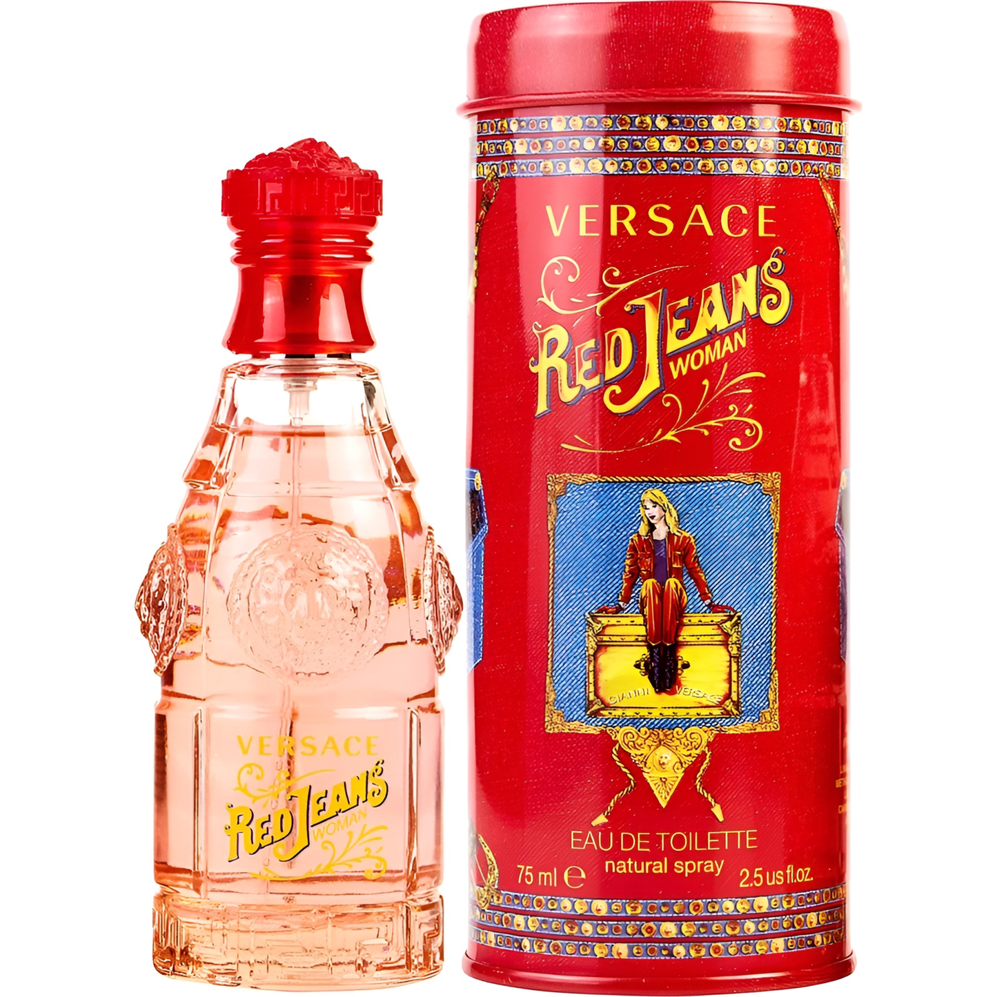 Versace Women's 2.5 Ounce Red Jeans Eau de Toilette-Inscentives Perfume